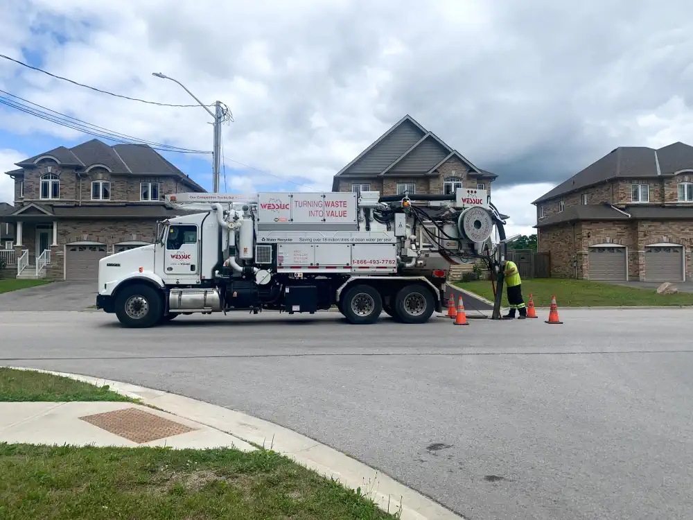 Flusher unit setup in a residential area