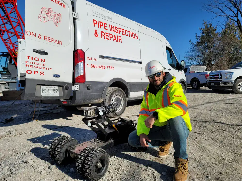 Inspection van with staff and camera robot