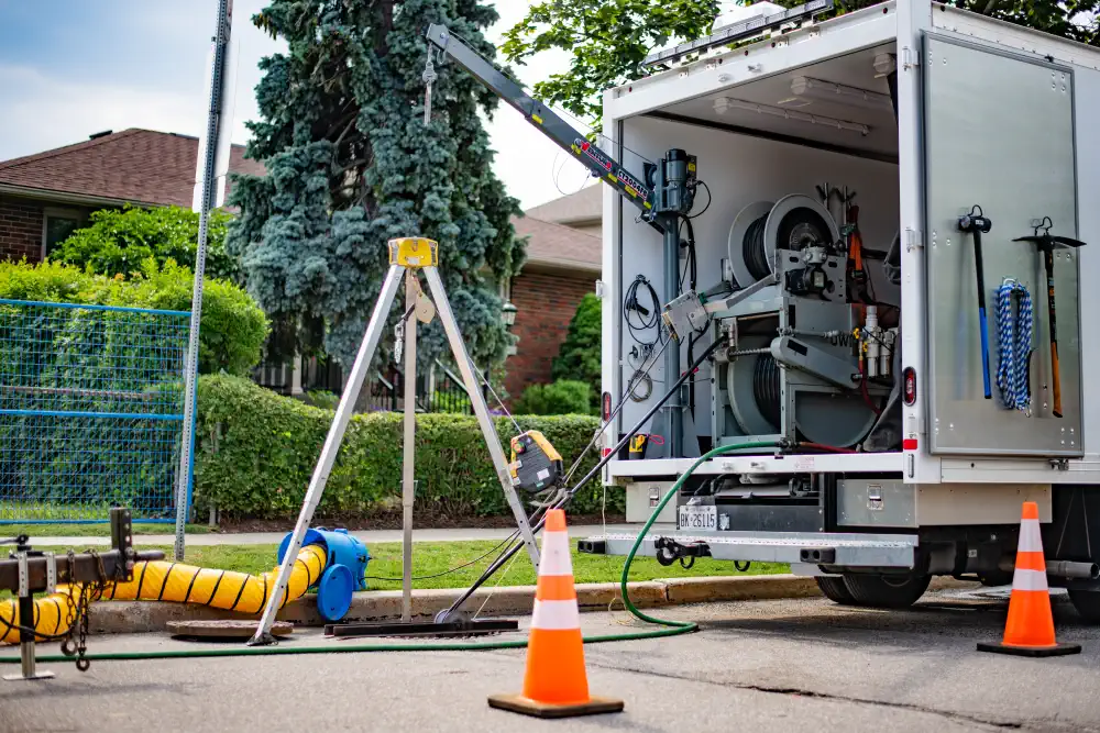 Inspection truck setup on roadside